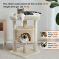 thumbnail image 6 of PEQULTI 28" Modern Cat Tree Tower with Large Top Perch for Kittens & Medium Size Cats Indoor Beige, 6 of 9