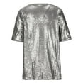 thumbnail image 5 of Plus Size Shirt for Women Sequin Shiny Tops Casual Short Sleeve Blouses Trendy Tshirt Outfit, 5 of 6