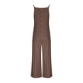thumbnail image 4 of Women Casual Loose Jumpsuit Printed Pockets Sleeveless Back Strap Jumpsuit Coffee XXL, 4 of 5