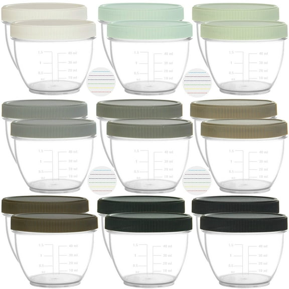 Youngever 18 Sets Baby Food Storage, 2 Ounce Plastic Baby Food Containers with Lids and Labels (Urban Colors)