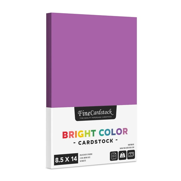 Violet Bright Color Cardstock Paper – Great for Arts and Crafts, Invitations, Scrapbooking and Stationery Printing | Medium Weight 65lb Cover (176gsm) Card Stock | 8.5" x 14" | 50 Sheets per Pack