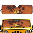 thumbnail image 2 of Uorisanigo Windshield Sun Shade for Jeep Wrangler TJ JK JL & Gladiator JT 2/4 Door, Foldable Windshield Shade Orange Sunset Palm Trees Sun Visor Blocks UV Rays Keep Your Car Cool, 2 of 7