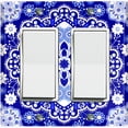 thumbnail image 1 of Metal Light Switch Plate Cover Blue White Snowflake Mandala Tile Pattern MDL086, 1 of 13