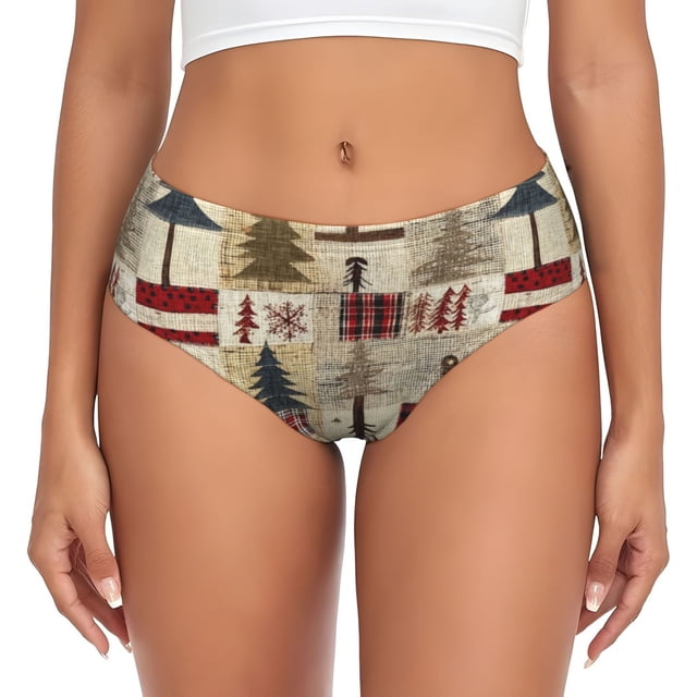 Fotbe Rustic Plaid Forest Lodge Calzones Estampados para Mujer – Ropa Interior de Algodón, Cómoda, Suave y Elástica-Small