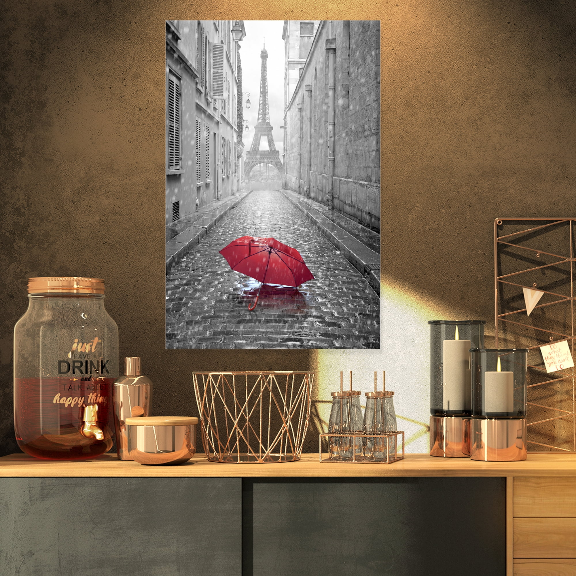 Designart 'Eiffel View from Paris Street ' Cityscape Photo Canvas Art Print