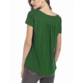 thumbnail image 2 of Camiseta de talla grande con botones lisos para mujer, camisetas informales de manga corta con cuello redondo-c, 2 of 3