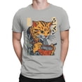 thumbnail image 2 of Ramen-Loving Cat Ukiyo-e Art Men's Gray T-shirt, 2 of 3