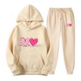 thumbnail image 3 of Feancey Valentines Day Sweatsuit for Women Plus Size Casual Hooded Set Novelty Love Heart Print Hoodies and Lounge Pants Two Piece Sets Beige M, 3 of 7