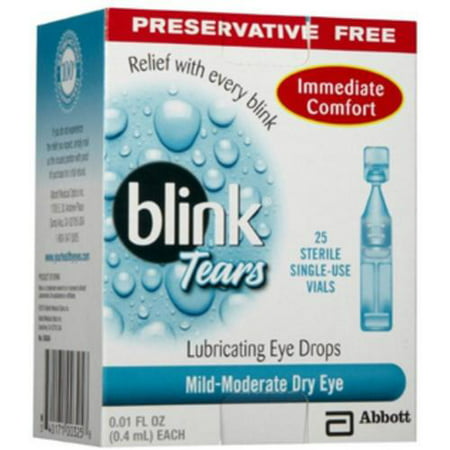blink Tears Lubricating Eye Drops MildModerate Dry Eye 25 Each Pack 