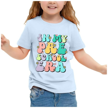 

Print Shirt Kindergarten Shirts for Girls Kids Back to School T Shirt Children School Tee Long Sleeve Shirt Girls Size 8 18 Months Girl Clothes Winter Toddler Girl Winter Outfits Ruffle Tunic Toddler