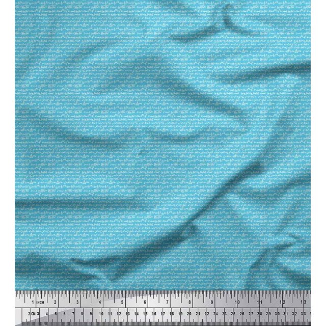 Soimoi Satin Silk Fabric Geometric Formula Education Theme Printed Fabric 1 Yard 42 Inch Wide