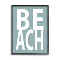 Stupell Beach Turquoise Text Phrase Landscape Painting Black Framed Art Print Wall Art