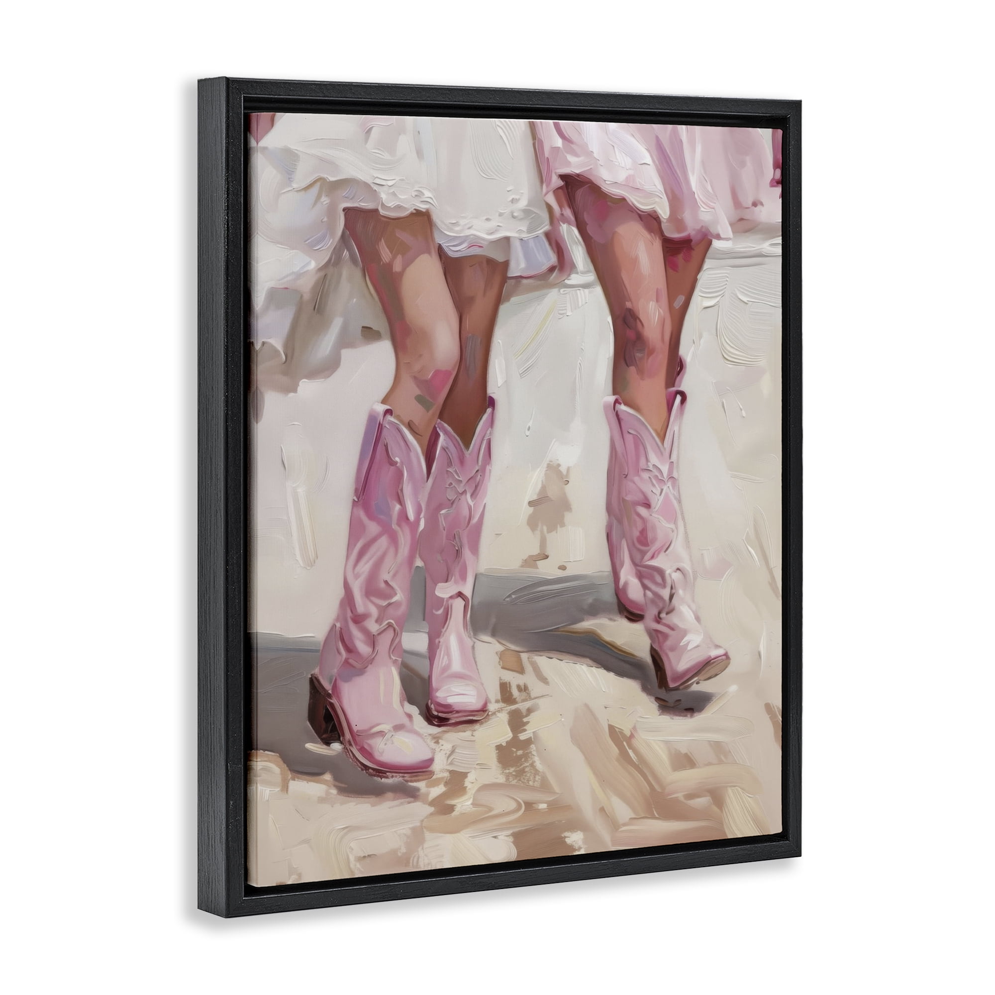 Stupell Industries Coastal Cowgirls Stepping People Painting Black Floater Framed Canvas Art Print Wall Art, 25 x 31