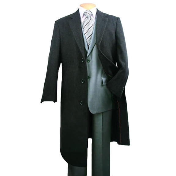 Men's Dress Coat Charcoal Fully Lined Wool Blend Top Coat