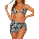 thumbnail image 1 of INSPIRAR CHIC Conjuntos de Bikini de 3 Piezas con Tie Dye para Mujeres, Trajes de Baño Halter con Falda Sarong, Traje de Baño Grande Negro, 1 of 5
