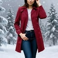 thumbnail image 4 of Uootdi Trench Winter Coats for Women Lapel Double Breasted Coats Windproof Blazer Jacket Business Casual Long Sleeve Overcoat with Pockets, 4 of 5