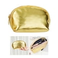 thumbnail image 2 of Handheld Gold Makeup Bag Handy PU Leather Makeup Pouch Cosmetic Travel Versatile Storage Bag for Daily Use, 2 of 9