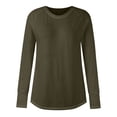 thumbnail image 7 of Long Sleeve Shirts for Women Round Neck Casual Fashion Solid Color Loose Shirts Chic Summer Pullover, 7 of 7