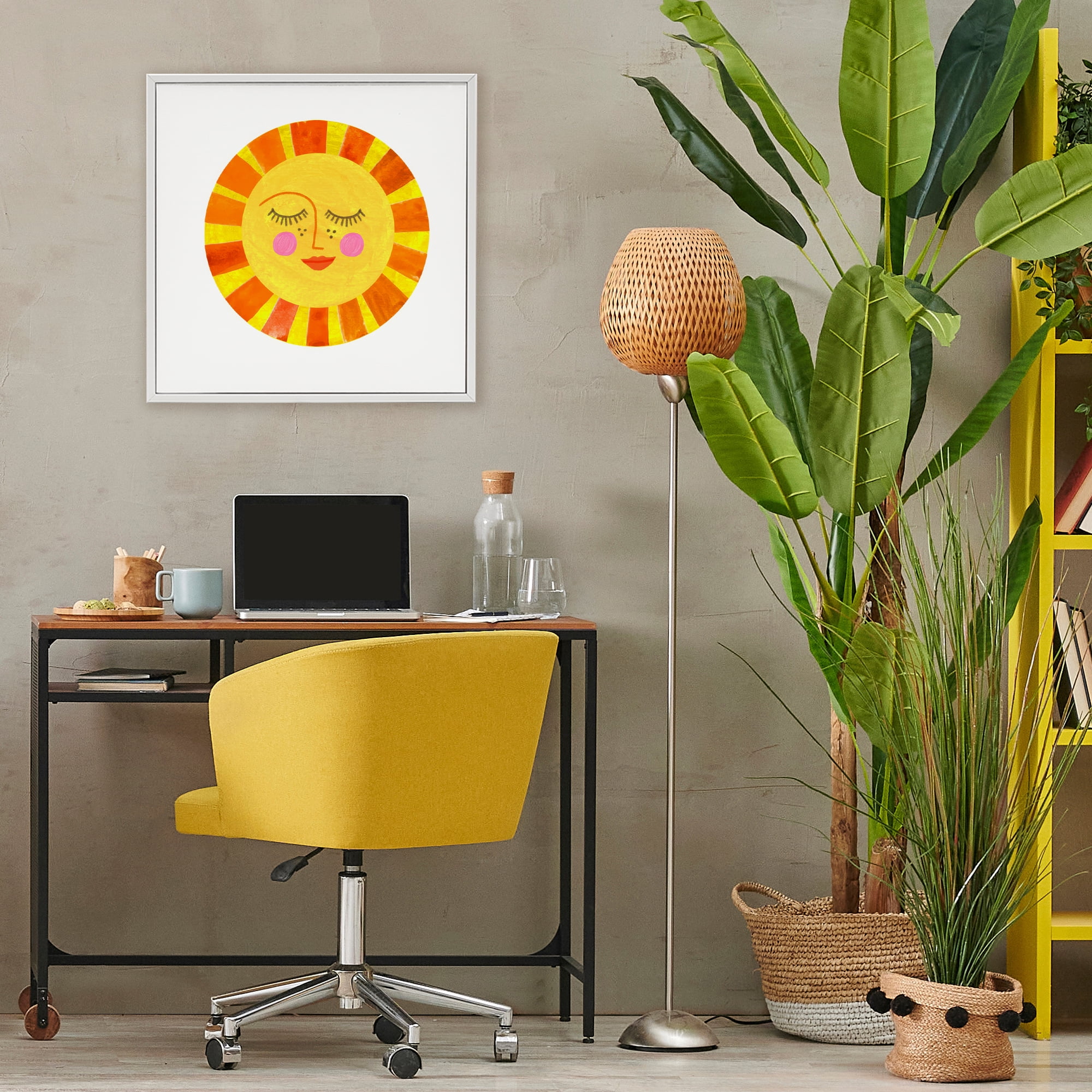 Stupell Industries Simple Warm Sunshine White Framed Giclee Art, design by Katherine Herrell Studio
