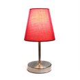 thumbnail image 2 of Creekwood Home Nauru 10.5" Traditional Petite Metal Stick Bedside Table Desk Lamp in Sand Nickel with Fabric Empire Shade for Nightstand, End Table, Dorm, Home Décor, Bedroom, Living Room, Red, 2 of 6