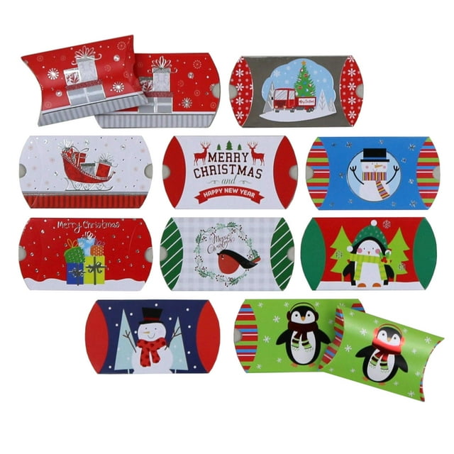 Cajas tipo almohada para tarjetas de regalo navideñas Iconikal, 50 unidades