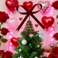 thumbnail image 4 of 11-Inch Flocked Bow Christmas Tree Topper, Elegant Metal Bow Decoration With Exquisite Ribbon, Festive Tabletop Ornament For Holiday Parties, Family Gatherings And Home Christmas, 4 of 6