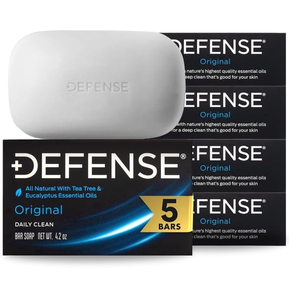 Defense Soap 5pk All Natural Tea Tree Bar Soap – Deep Cleansing Athlete Soap for Gym, Sports & Active Skin Care – Eucalyptus & Tea Tree Essential Oils – 4.2 oz