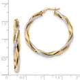 thumbnail image 2 of 14k Two-tone Polished Rope Twisted Hoop Earrings in 14k Yellow and White Gold, 2 of 2