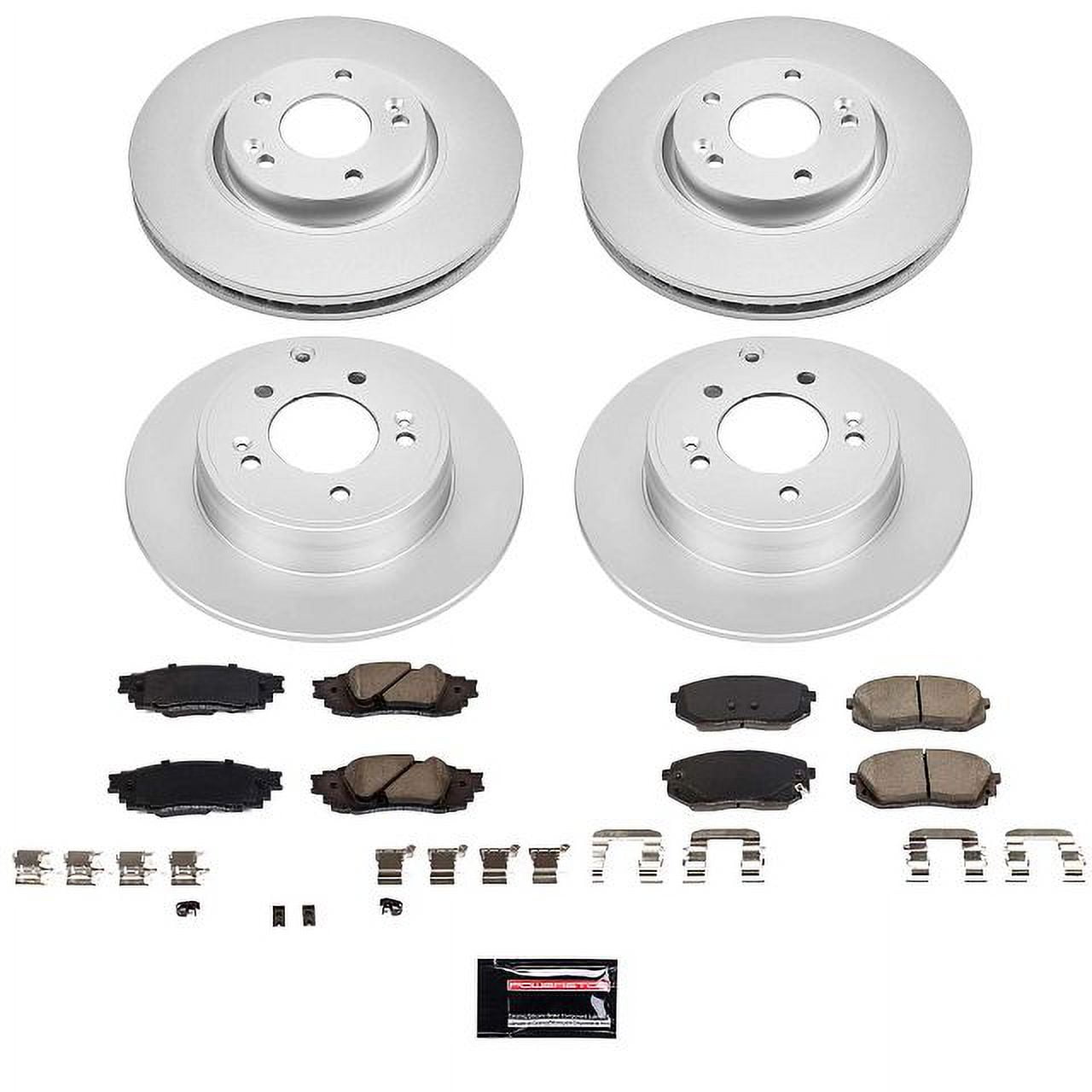 PowerStop Front and Rear Geomet Coated Brake Rotor and Pad Kit Fits: KIA Select Models CRK8628