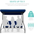 thumbnail image 5 of CHAUKY 3-Seat Outdoor Large Converting Canopy Swing Glider, Patio Hammock Lounge Chair for Porch, Backyard w/Flatbed, Adjustable Shade, Removable Cushions - Navy, 5 of 7