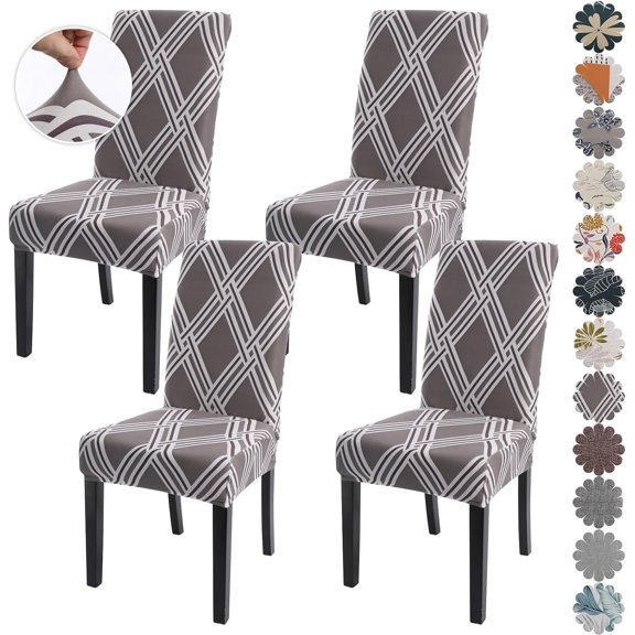 Printed Dining Room Chair Covers 4 Packs, Stretch Kitchen Slipcovers Removable Washable Parsons Protector for Kitchen,Hotel,Restaurant, Ceremony Universal Size
