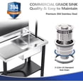thumbnail image 3 of Commercial Sink with Drainboard and Adjustable Shelves Over & Underneath Stainless Steel Sink  Freestanding with Pegboard, 3 of 5