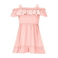 thumbnail image 6 of Efsteb Off Shoulder Dresses for Girls Spaghetti Strap Ruffle Solid Mini Dress Kids Summer Beach Vacation Sundresses (Pink,4 Years), 6 of 7