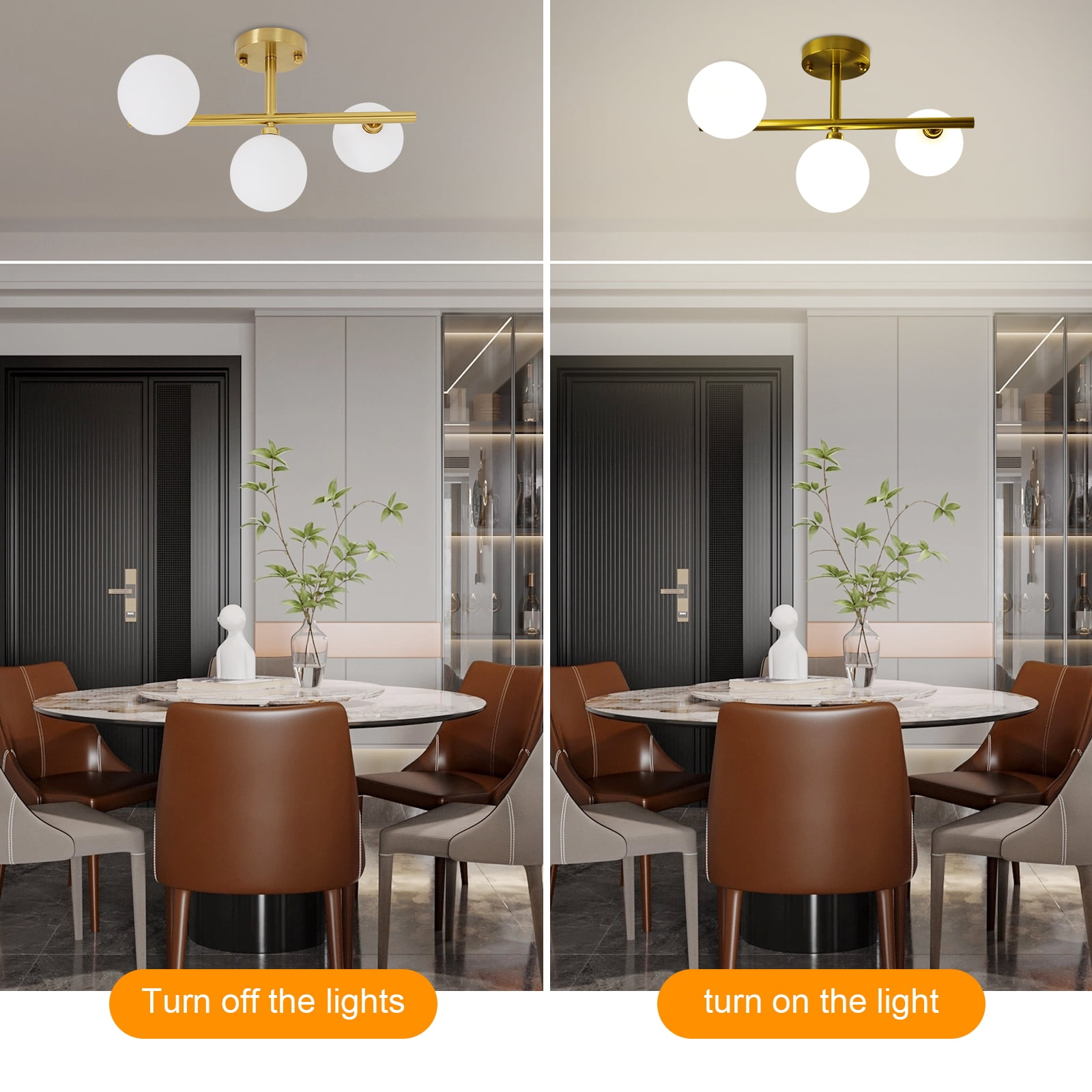 Stylish Ceiling Light with Remote Control, Adjustable Wind Speed, Gold & White Glass, Perfect for Living Rooms and Bedrooms