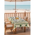 thumbnail image 2 of Outdoor Tablecloth with Umbrella Hole for Patio/Picnic/Party/Camping, Beige Green Boho Waterproof Table Cloth Rectangle Table Cover Washable, Vintage Ethnic Tribe Abstract Art (60"x 102"), 2 of 8