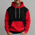 thumbnail image 5 of QHRMKOG Men's Hoodies Pullover Casual Color Block Hooded Sweatshirrt Loose Fit Long Sleeve Drawstring Hoodies Fall Warm Tops with Pockets Red 3XL, 5 of 5