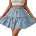 thumbnail image 1 of JFHHQ Robe Décontractée pour Femmes, Mode Élégante, Taille Haute, Jupe Décontractée à Volants pour Usage Quotidien, TTG Bleu, 1 of 7