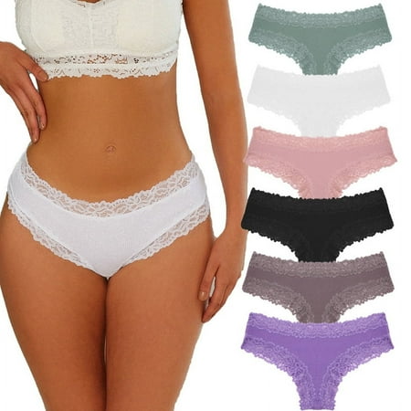 WAJIAFAR Women s Low-rise Cheeky Panties Breathable Scalloped Lace Hipster Panty 3-Pack
