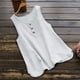 thumbnail image 3 of Top sin mangas con cuello redondo y botones para mujer: camiseta informal de verano, tejido de poliéster, corte regular, para el día a día y la playa, 3 of 4