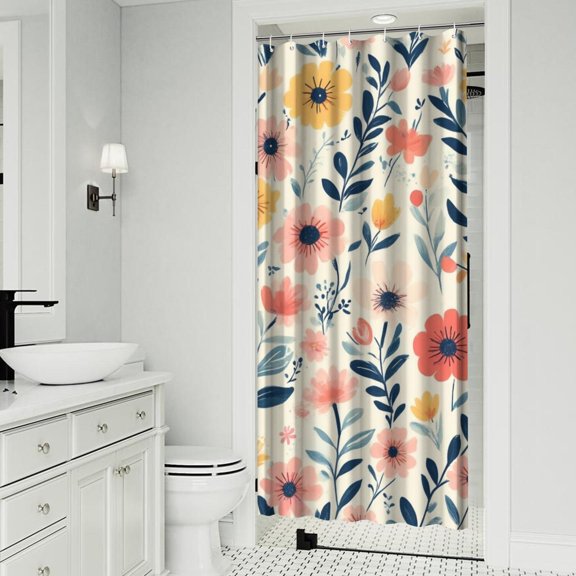 Pioneer Flower Shower Curtain 36x72in ,Bathroom Decorative Shower Curtains Set with 12 Hooks,Modern Waterproof Washable Shower Curtain