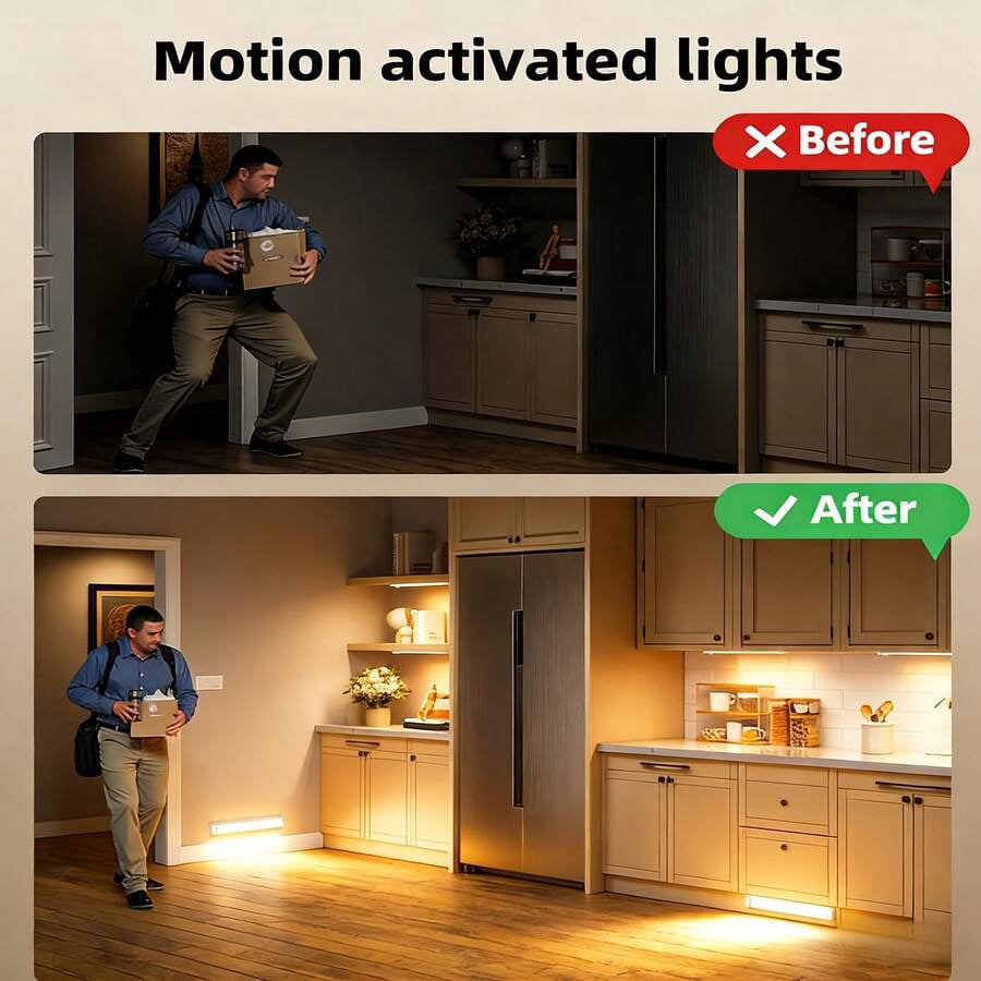 6pcs Intelligent LED Motion Sensing Cabinet Light, USB Rechargeable Wireless Cabinet Lighting, 5V Portable Magnetic Night Light, Indoor Wardrobe Light, Motion Activated For Corridor, Kitchen,