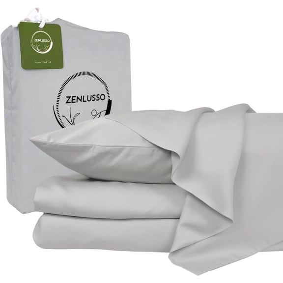 Queen Sheets, 100% Viscose Made from Bamboo Sheet Set, Cooling, Head Foot Tags with 16” Deep Pocket, Luxuriously Soft 4 Piece Bed Sheet Set (Platinum Grey, Queen)