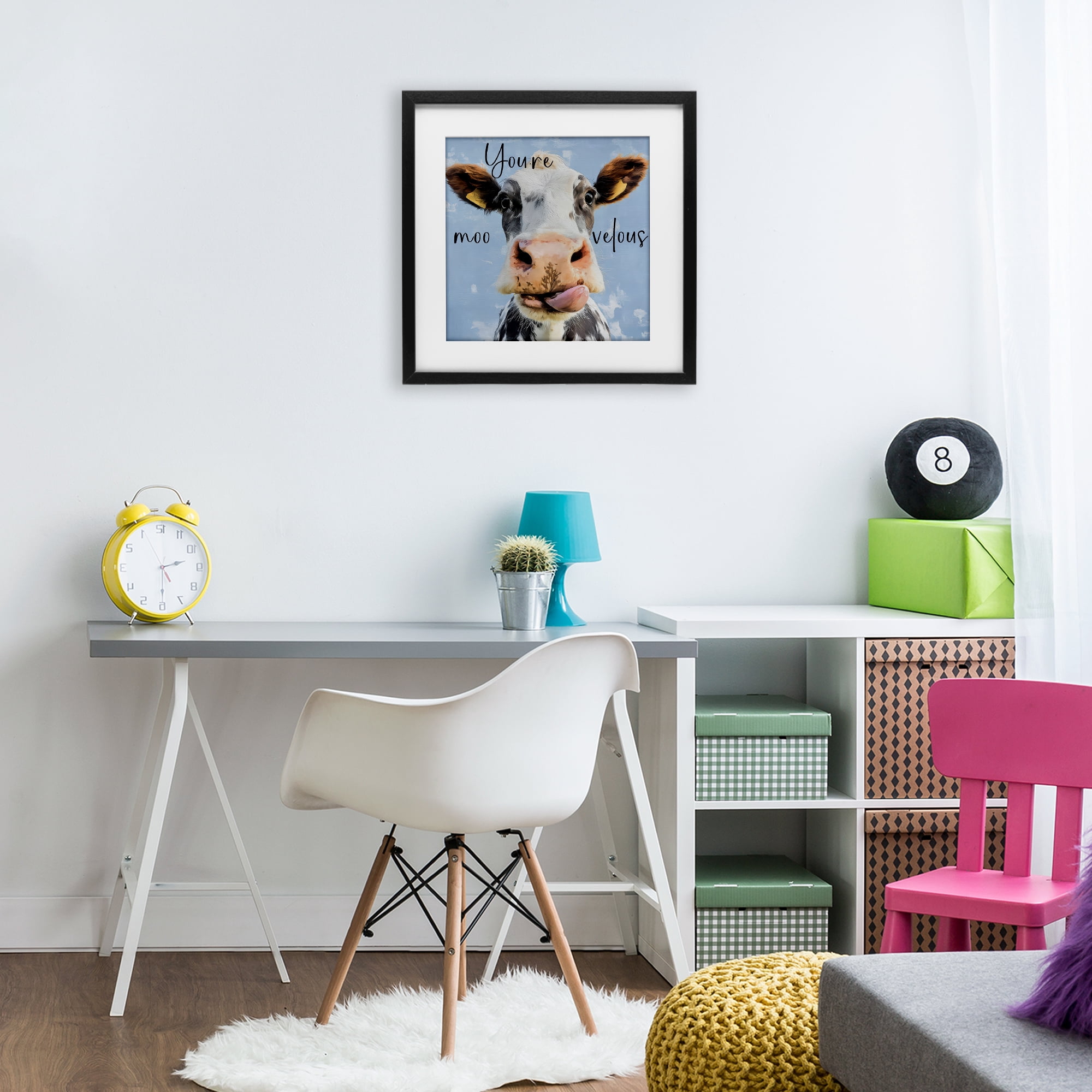 Stupell Industries You're Moo-velous Cow Black Framed Print Under Glass, design by Kim Curinga