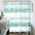 thumbnail image 3 of Abstract Striped Shower Curtain Modern Aesthetic Minimalist Geometric Simple Neutral Watercolor Painting Fabric Waterproof Polyester 12 Pack Hooks Teal Green 84Wx72H Inches Bathroom Decor, 3 of 6