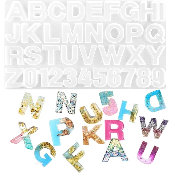 Silicone Alphabet Resin Molds, Number Alphabet Jewelry, Silicone Letter Molds for Resin Casting, DIY Craft Casting, Letter Jewelry Making