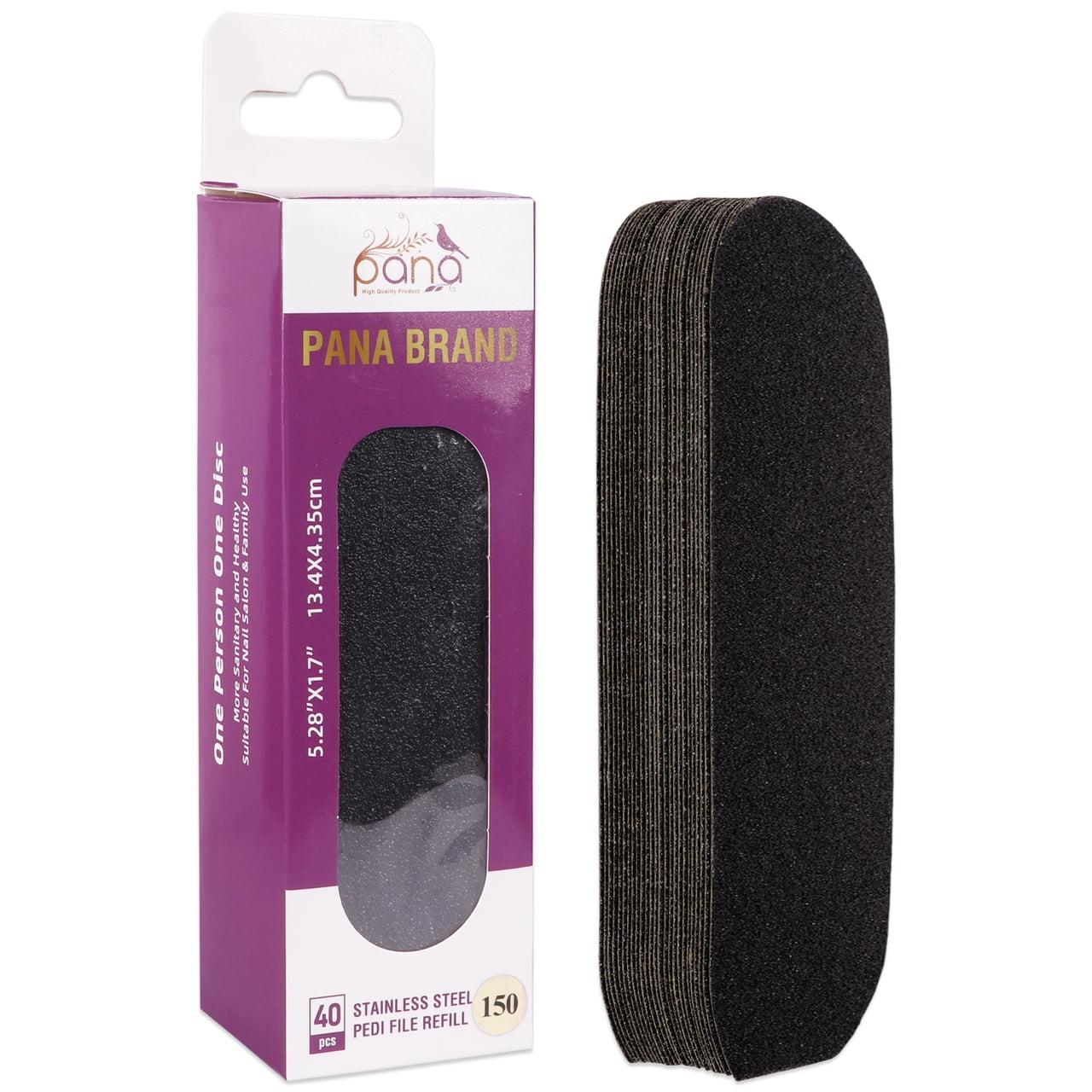 PANA 40 Pieces Large Black Pedi File Refill for Stainless Steel Foot