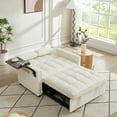 thumbnail image 2 of Modern Small Velvet Sofa Bed, Convertible Sleeper Couch Loveseat with Rotatable Table and Storage Pocket for Apartment Bedroom, 2 of 9