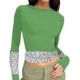 thumbnail image 3 of Uootdi Colorblock Long Sleeve Shirts for Women Round Neck Gradigent Slimming Fit Pullover Striped Casual Skinny Athletic Workout Tops Gift, 3 of 7
