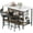 Brown, variant on Baxluxe Three-piece bar table set, dining table set, with storage rack, glass cup rack, wine rack, modern bar height dining table set, suitable for restaurants and living rooms, gray