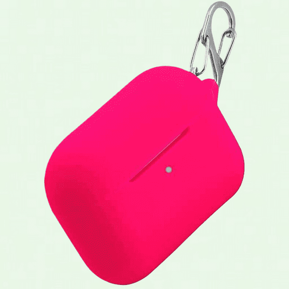 Neon Pink Soft Silicone AirPods Pro Case - Shockproof, 360° Protective Cover with Keychain